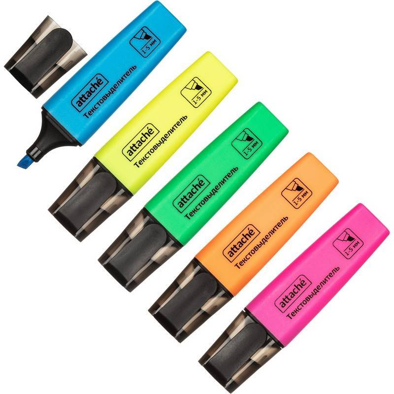 Набор текстовыделителей Attache Colored (толщина линии 1-5 мм, 5 цветов) 958569