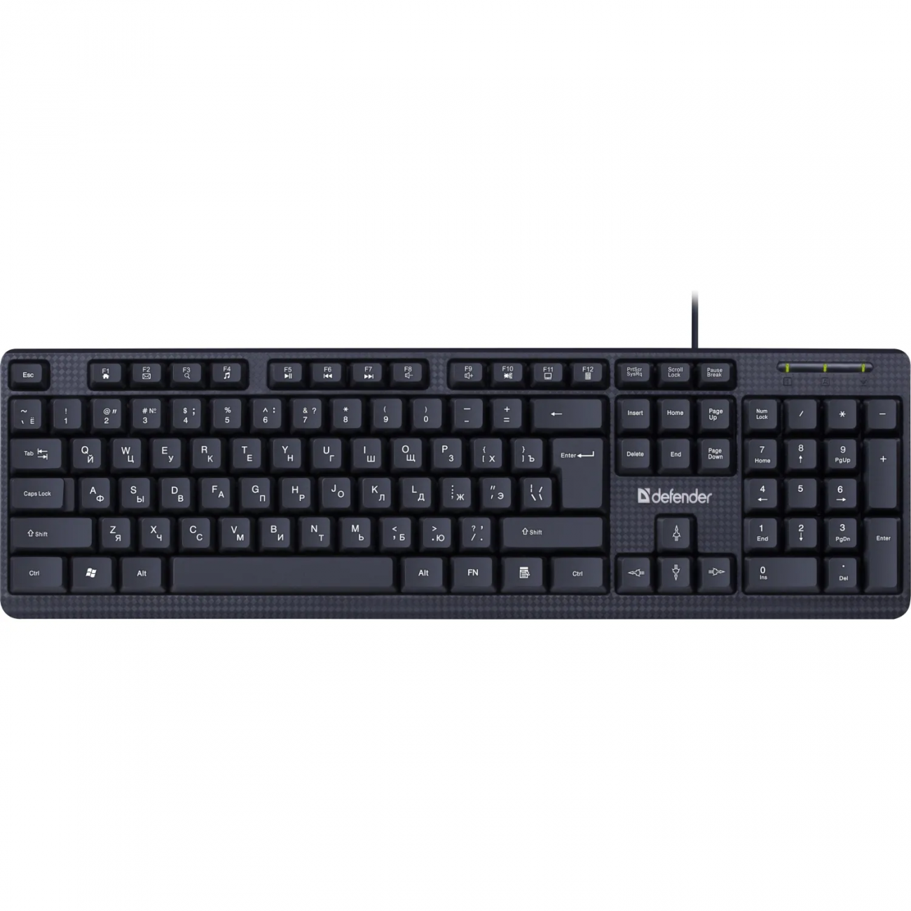 Клавиатура Defender Daily HB-162 RU проводн,черный,104кнопки+FN, 1.8м 45162 2282946