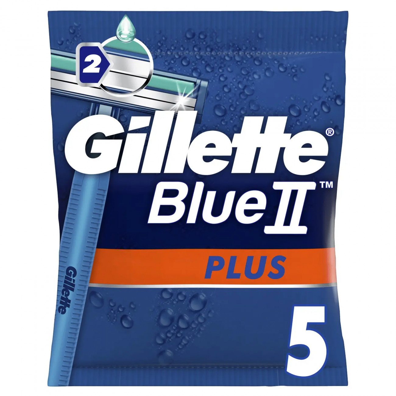 Gillette Blue II Plus Одноразовые станки (2 лезвия фиксированная головка) 5шт 3014260283254