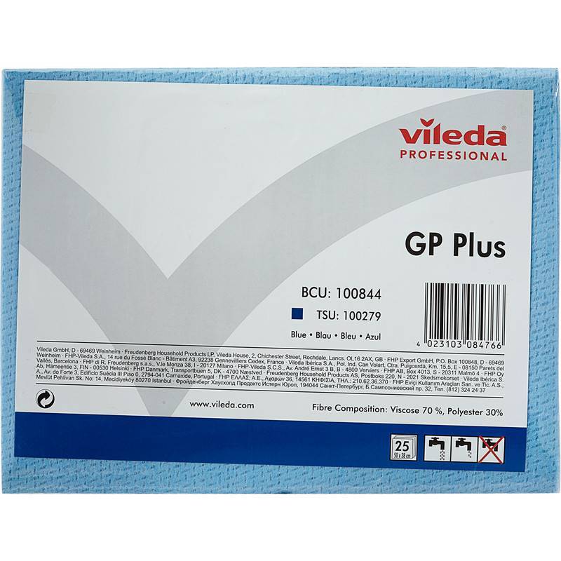 Салфетки хозяйственные Vileda ДжиПи Плюс голубые 25шт/уп 100844 Vileda Professional 732837