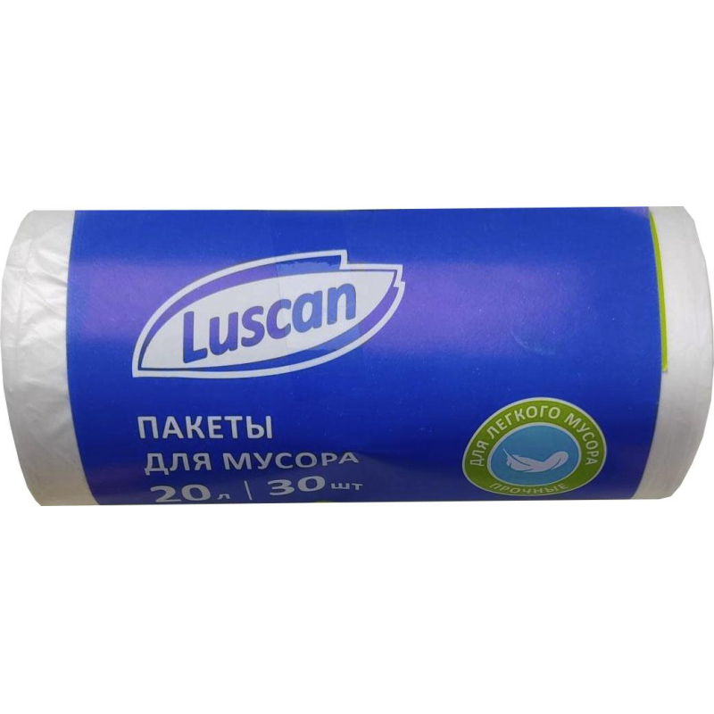Мешки для мусора ПНД 20л 6мкм 30шт/рул белые 42х50см Luscan 1694306