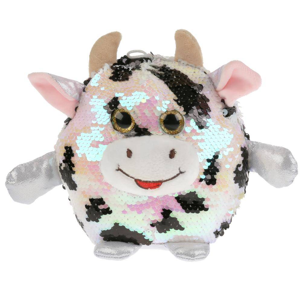Игрушка мягкая корова из пайеток пятнистая, 17 см Мульти-пульти JE7002-1LNS