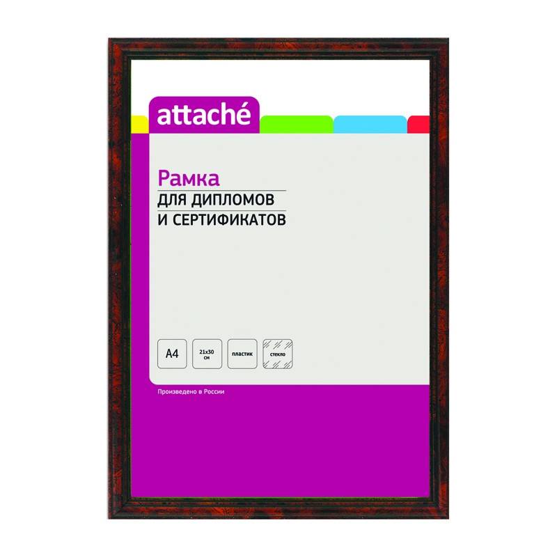 Рамка Attache А4 21x30 см пластиковый багет 14 мм темный орех 87622