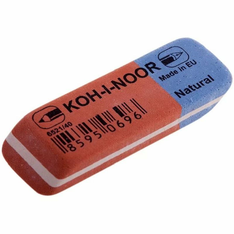Ластик Koh-I-Noor 6521/40 57х20х8мм д/графита и чернил сине-красный 1682206 6521040021KDRU