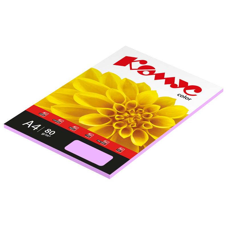 Бумага цветная Комус Color (лаванда пастель) 80г, А4, 50 л. 619939