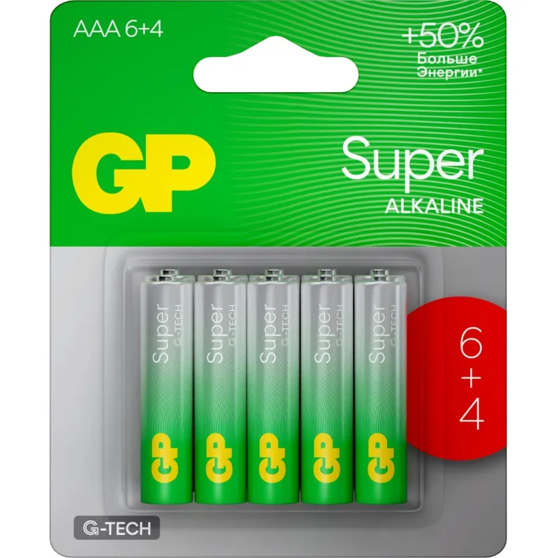 Батарейка GP Super AAA/LR03 24A6/4-2CR10/GP24AA216/4-2CRSBC10  10шт/уп(6+4) 1755296