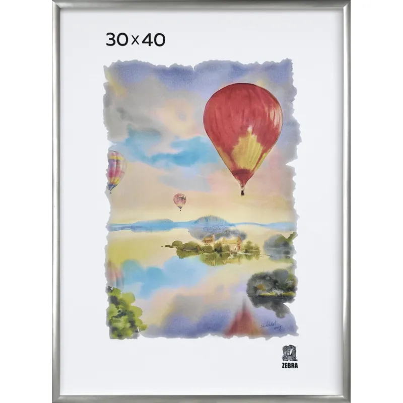Рамка алюминиевая, 30х40, серебро, PS стекло Зебра 2224934