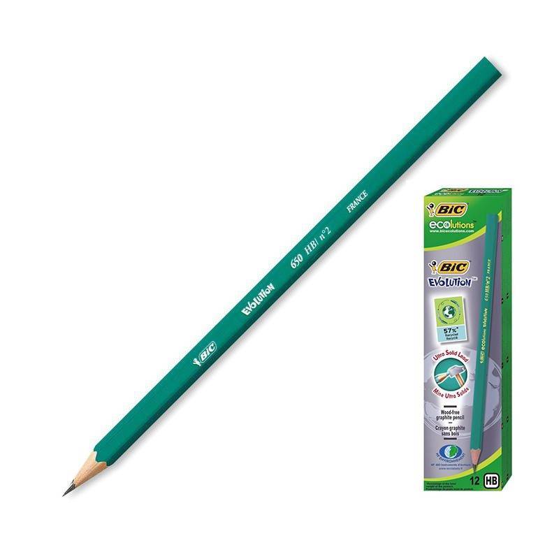 Карандаш чернографитный Bic Evolution Эко CO650 НВ заточенный 880311 918