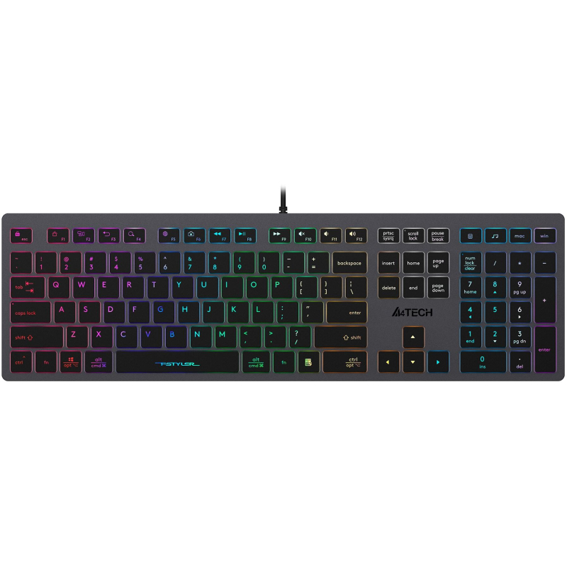 Клавиатура A4Tech Fstyler FX60 серый USB slim LED (FX60 GREY / NEON) 1777601