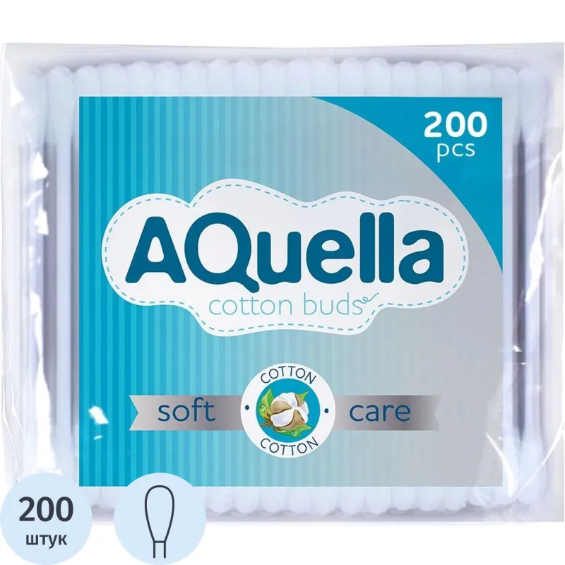 Палочки ватные AQUELLA КК/48 п/э 200шт/уп 2013692