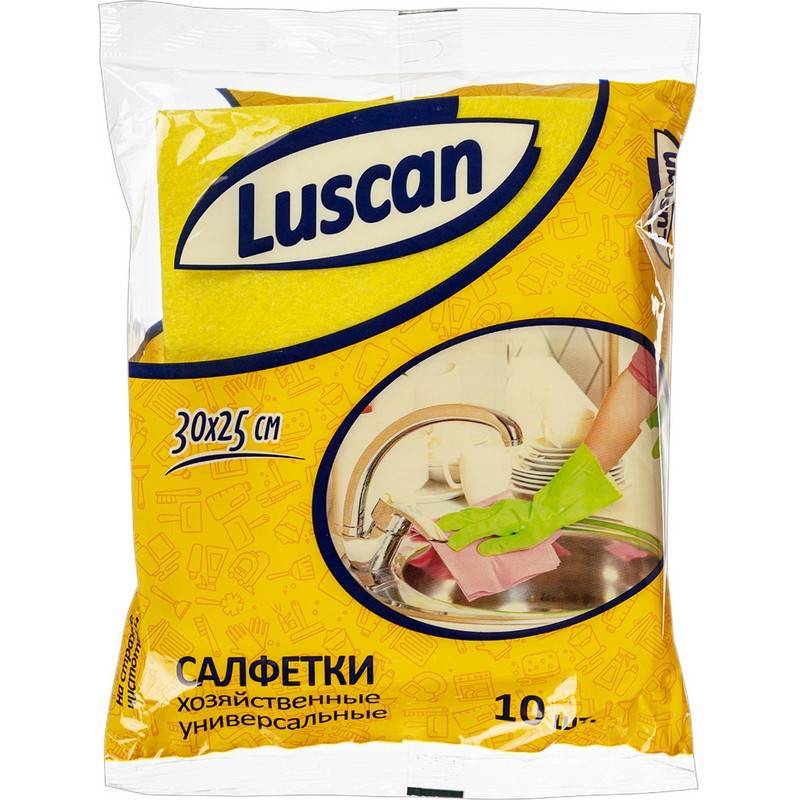 Салфетки хозяйственные Luscan универсал. вискоза 60-70г/м2 30х25 см 10шт/уп Luscan Economy 1117962