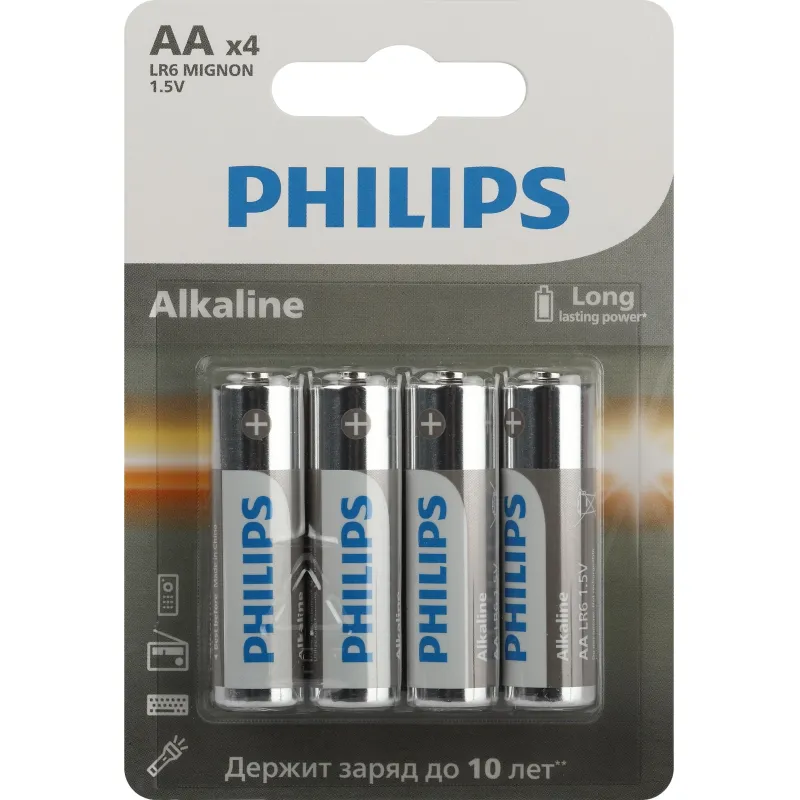 Батарейка Philips Entry АА LR6-4BL/LR6A4B/51 алкалин. 1,5v 4 шт/уп 2085088 Б0062745
