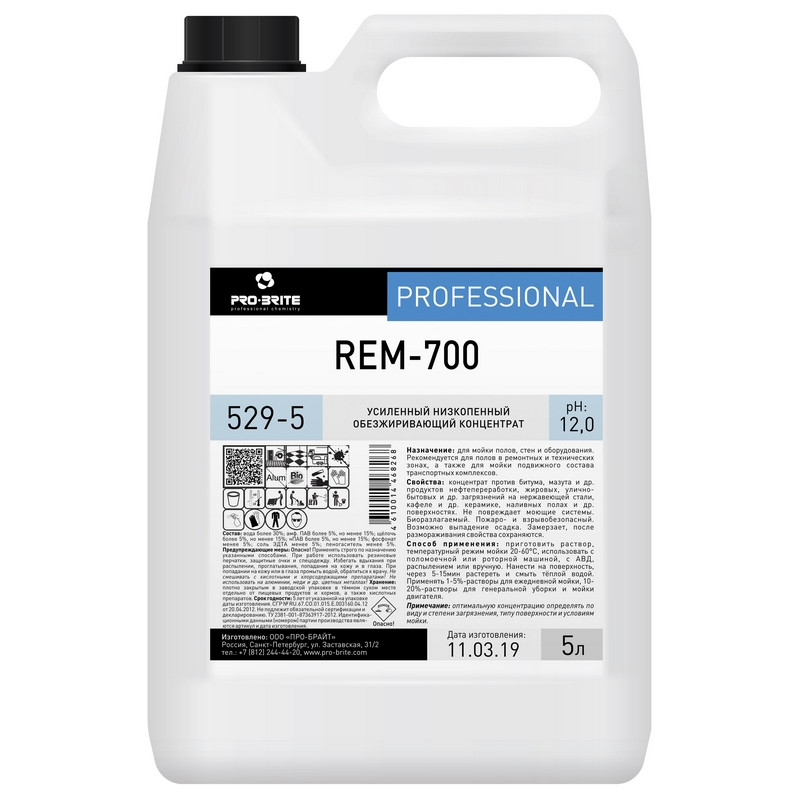 Профхим д/машин мойки щел конц. от нефт. загрязн Pro-Brite/Rem700,5л 1067567 529-5