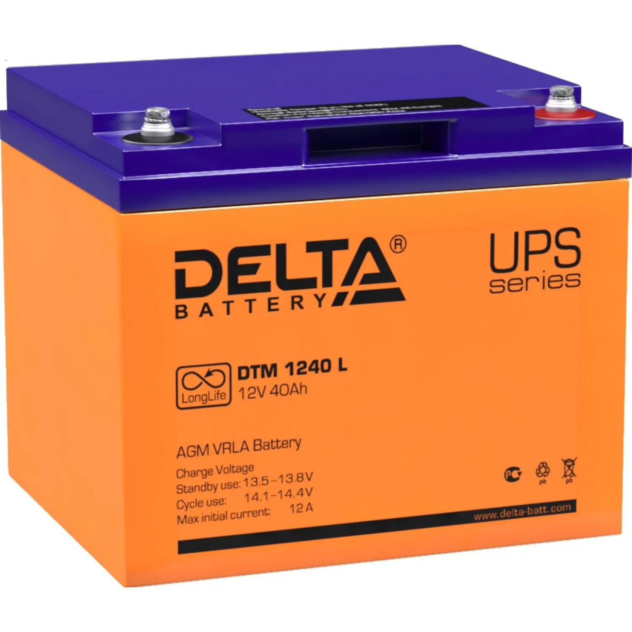 Батарея д/ИБП Delta DTM 1240 L 12В/40, болт М6 (198x166x170мм) 2245464 4614010640008