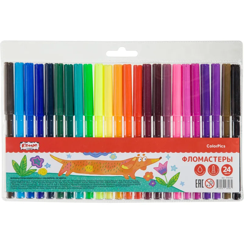 Фломастеры №1 School ColorPics набор 24 цв.вентилир.смыв. блист. упак Комус Класс 1742163