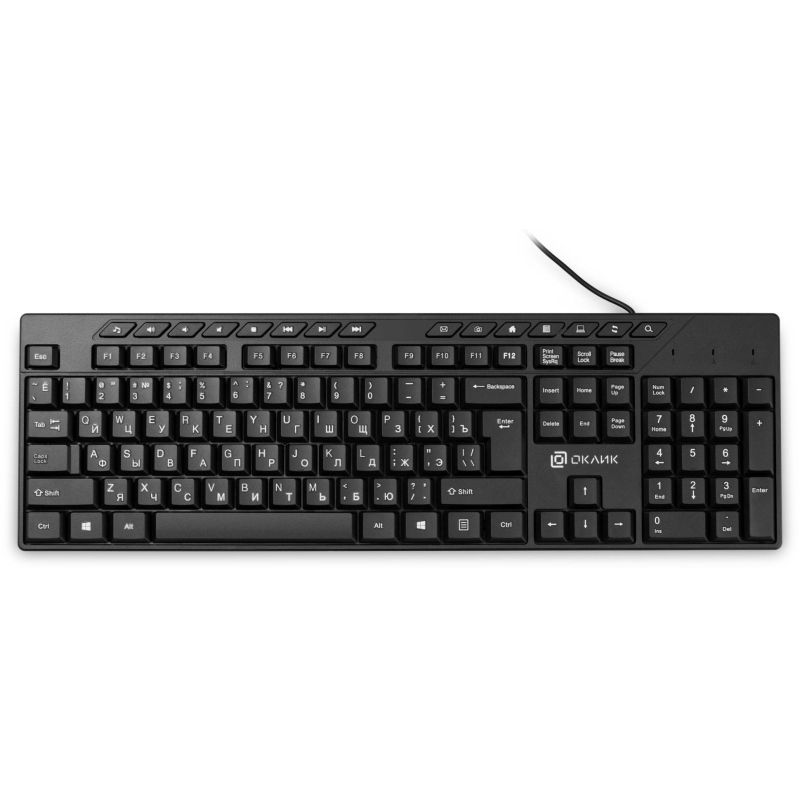 Клавиатура Oklick 125M черный USB Multimedia (1678108) 1813621