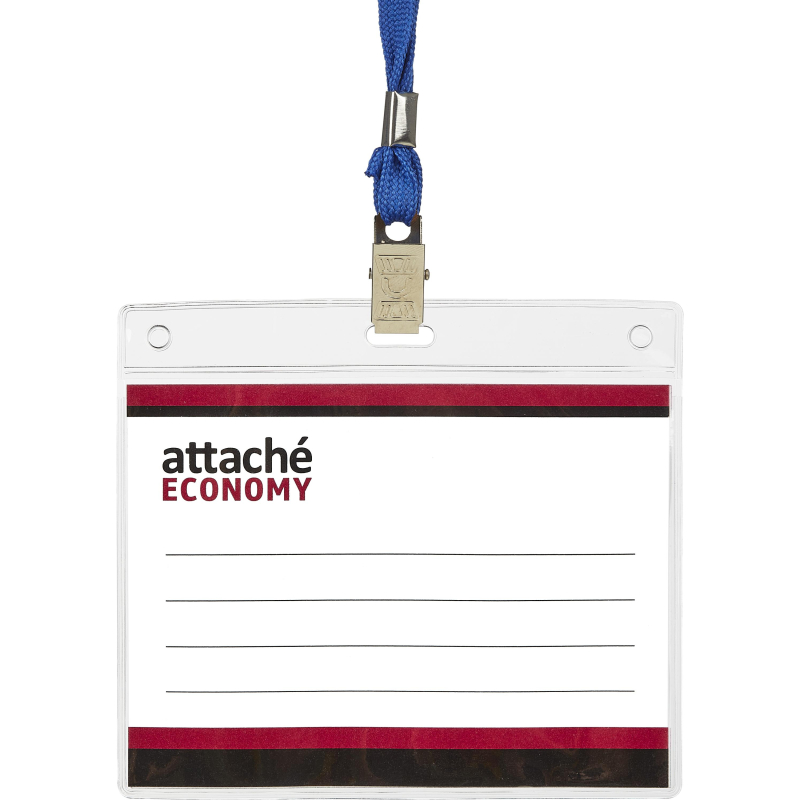 Бейдж Attache Economy 108x126 150мкм,шнурок 45см син, вкладыш 90x120 5шт/уп 1658134