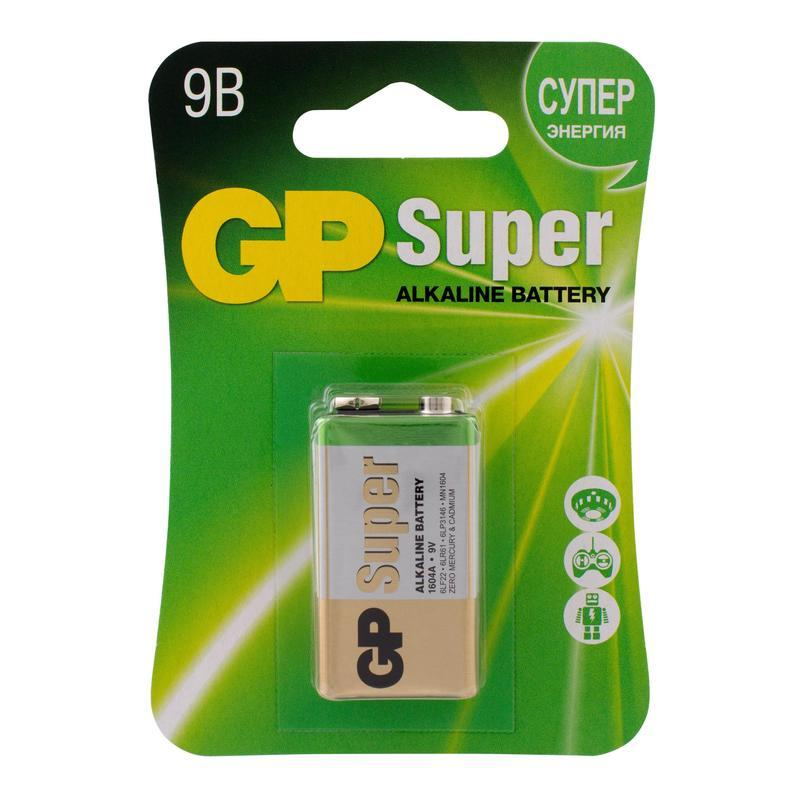 Батарейка GP Super 6LR61/Крона 9V/1604A алкалин.10 шт/уп, 1шт/бл 1654845 1604A-5CR1