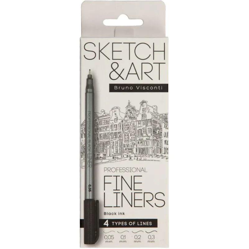 Набор линеров тонких Sketch&Art черного цвета, 4 шт. 36-0031 1758594