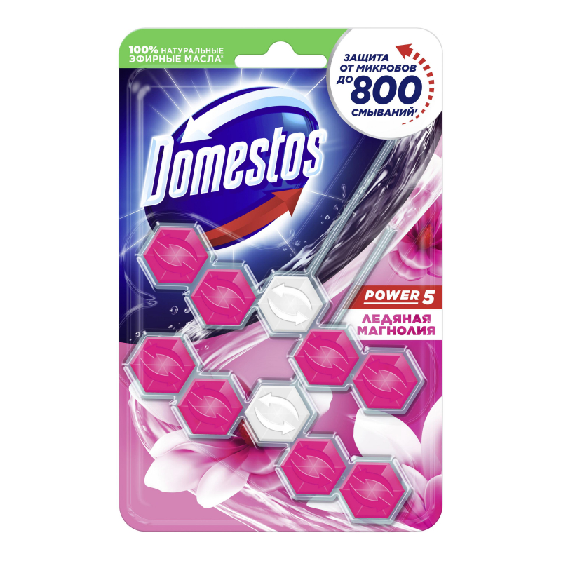 Блок для унитаза Domestos POWER 5 DUO Ледяная магнолия 2х55гр на блистере 1442628 68197387