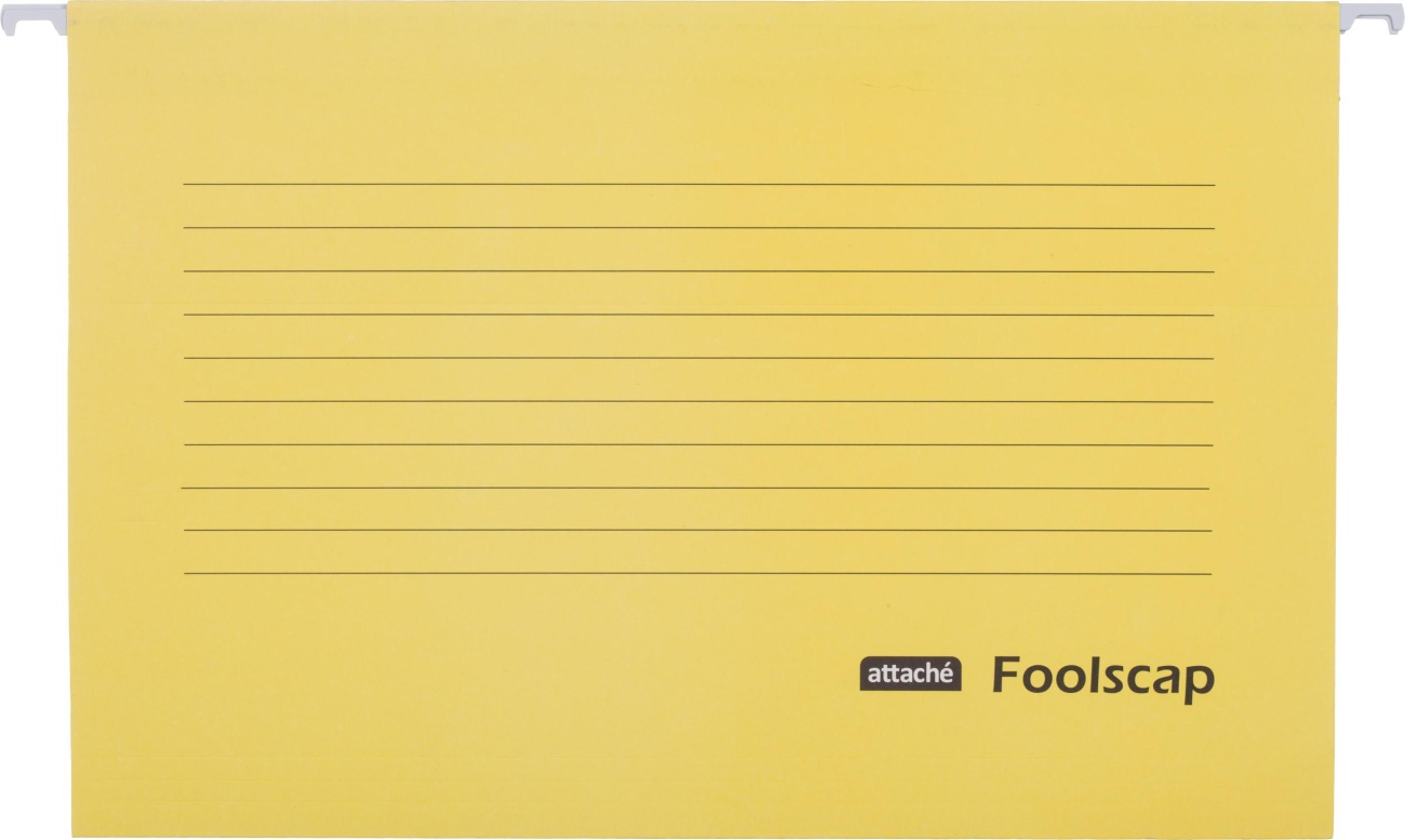 Папка подвесная Attache Foolscap, картон желтый, до 200л. 5шт/уп 1554459