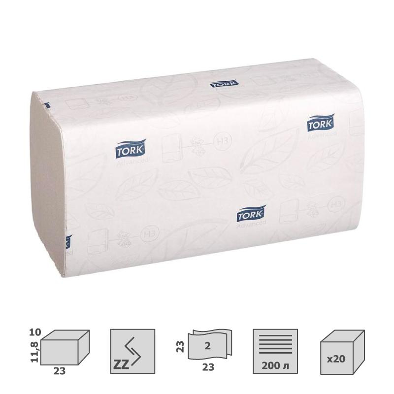 Полотенца бумажные д/держ.Tork Н3 Advanced ZZ 2сл.200л20шт/уп 290184Singlef 394695