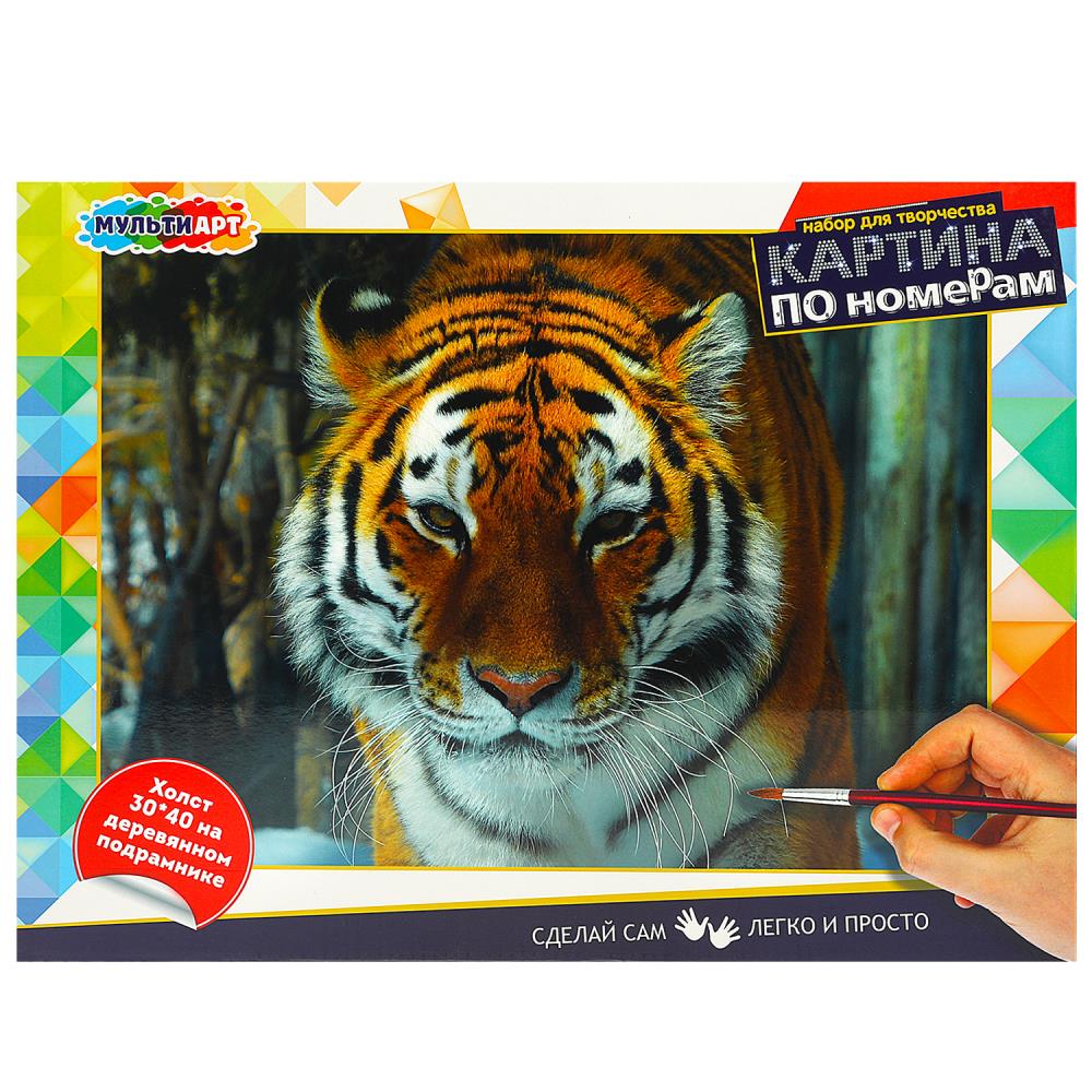 Картина по номерам 30х40 см. Тигр в снегу МУЛЬТИ АРТ CANV30X40-MULTI24
