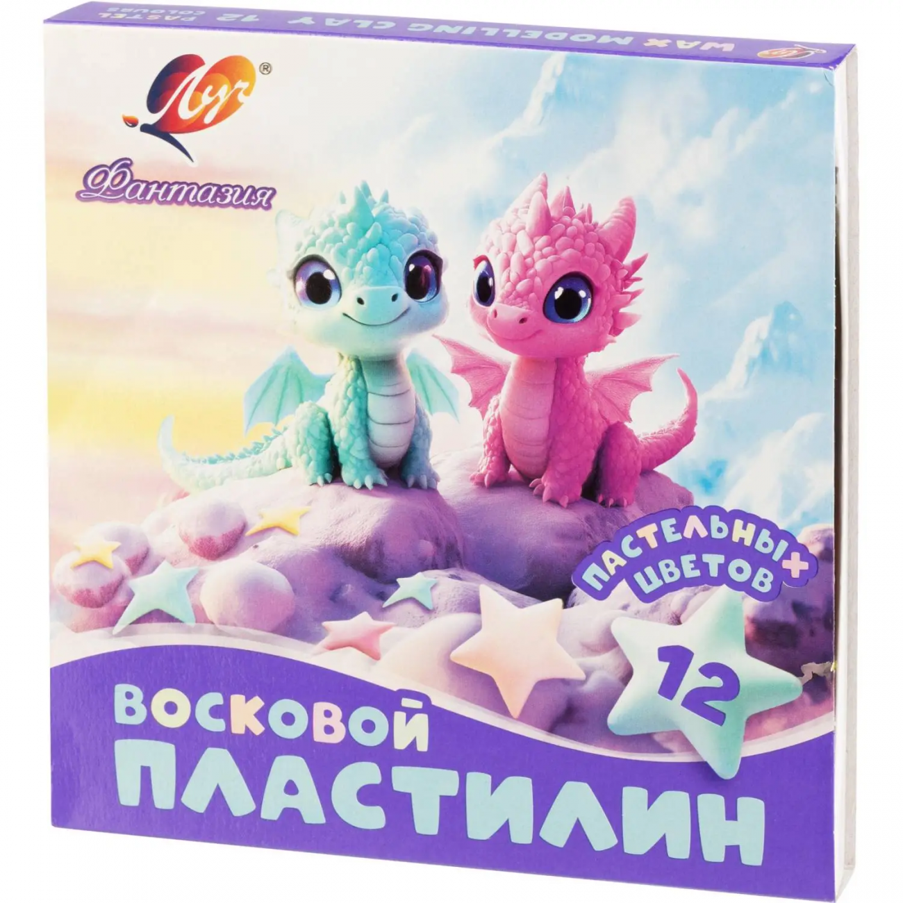 Пластилин восковой Фантазия пастельный,12цв,180г, 35С 2290-08 Луч 2323203