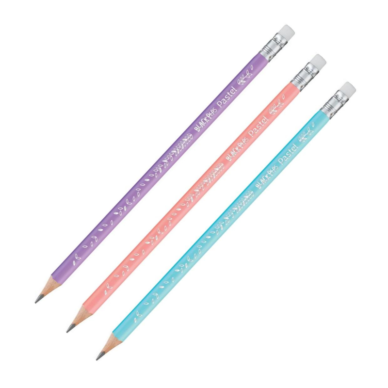 Карандаш чернограф. Maped с ластиком НВ 3шт 851719 BLACK PEP S PASTEL 1271135
