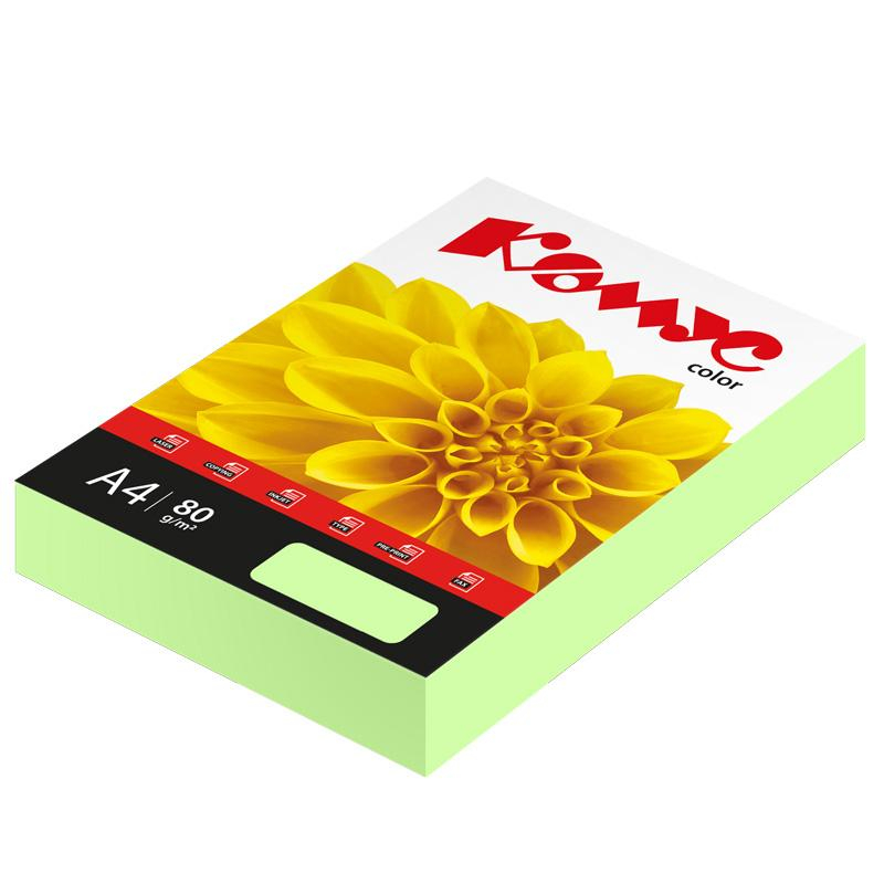 Бумага цветная Комус Color (зеленая пастель) 80г, А4, 500 л. 619953