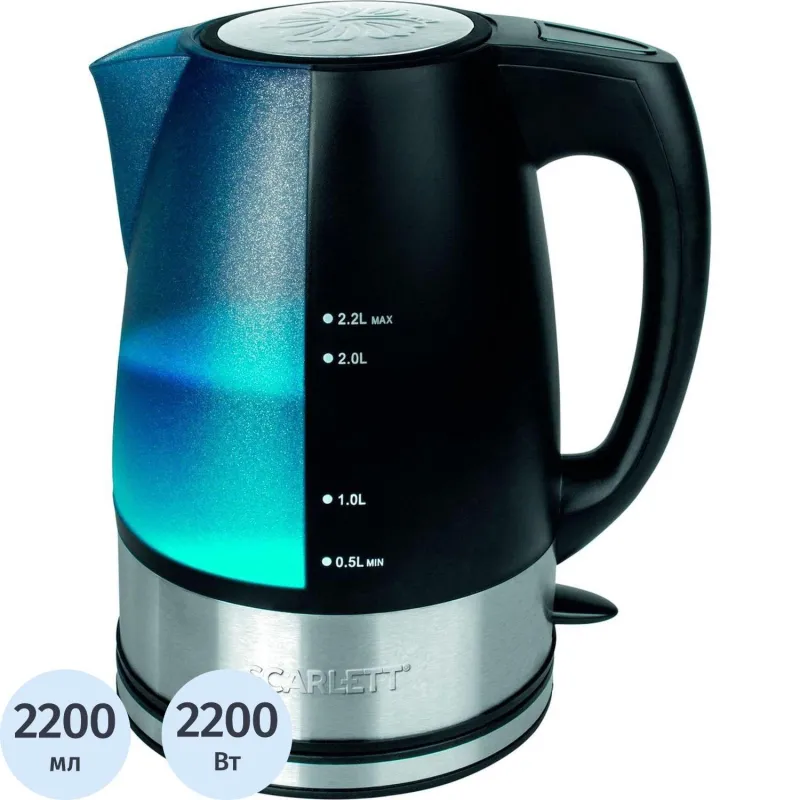 Чайник Scarlett SC-1020, 2.2л, 2200Вт (черный) 1032416