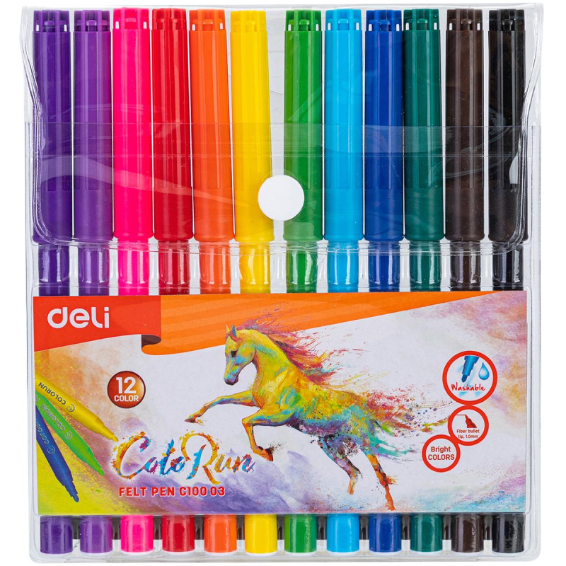 Фломастеры набор Deli ColoRun вентилир. 12цв., EC10003 1560589