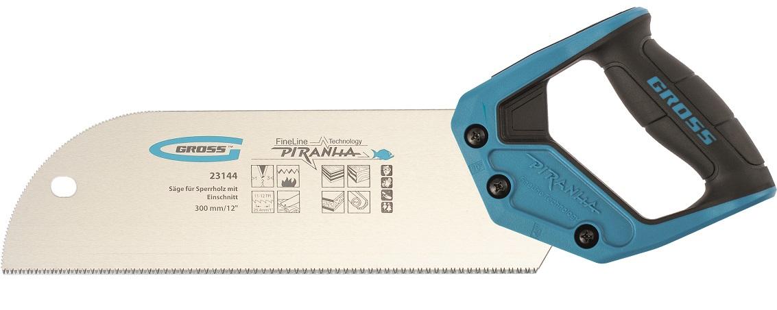 Ножовка для фанеры с запилом PIRANHA, 300 мм/12, 11-12 TPI, зуб 3D (23144) Gross 1507014