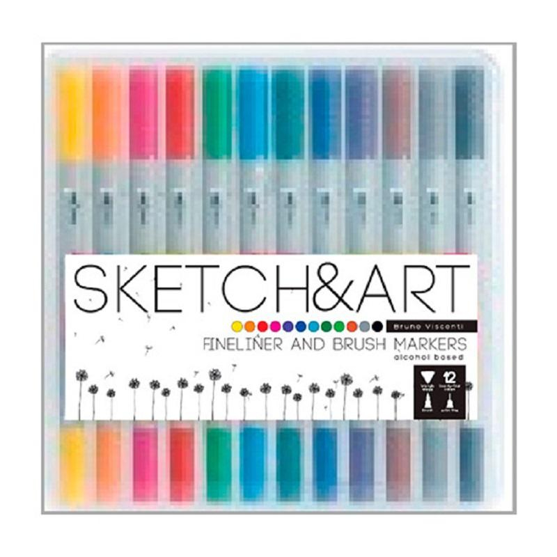 Набор маркеров (кисточка и линер)SKETCH&ART12 цв.22-0082 1366367