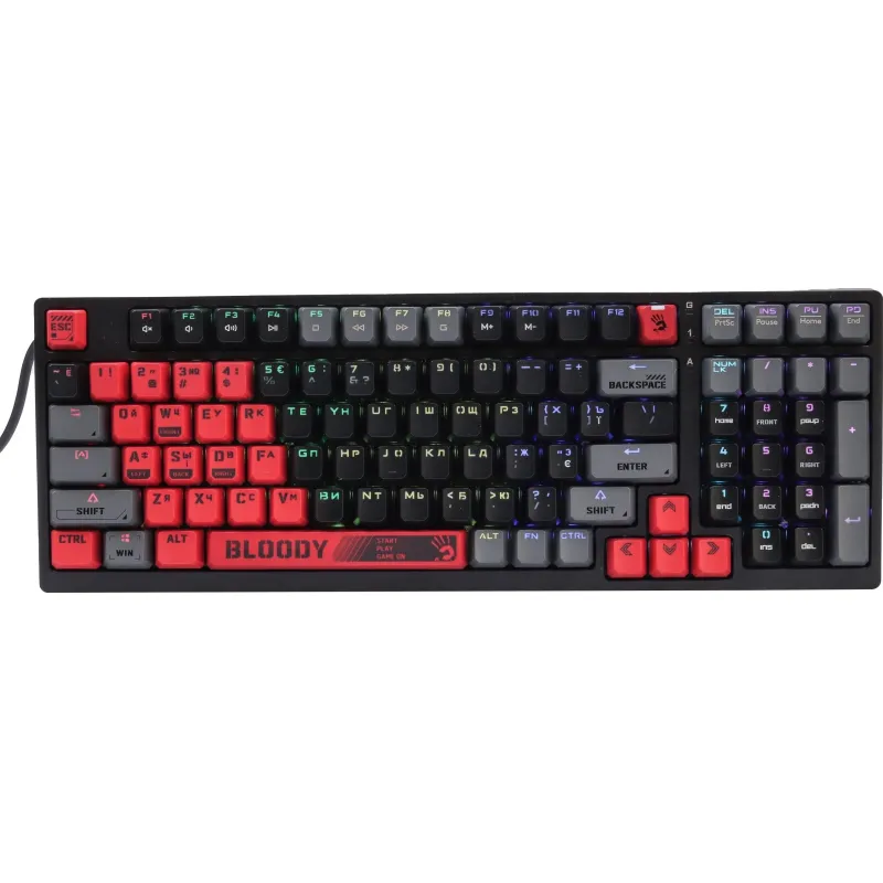 Клавиатура A4Tech Bloody(S98 SPORTS RED BLMS RED PLUS)мех.кр/чер USBgam.LED 2154958