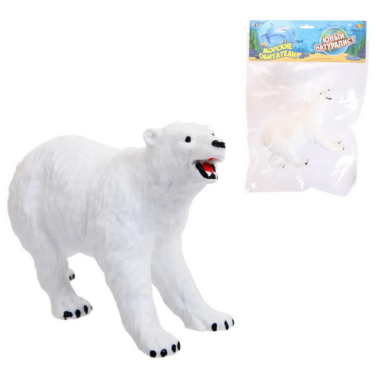 Фигурка Abtoys Юный натуралист Дикие животные и птицы Медведь белый, резина термопласт. PT-01711