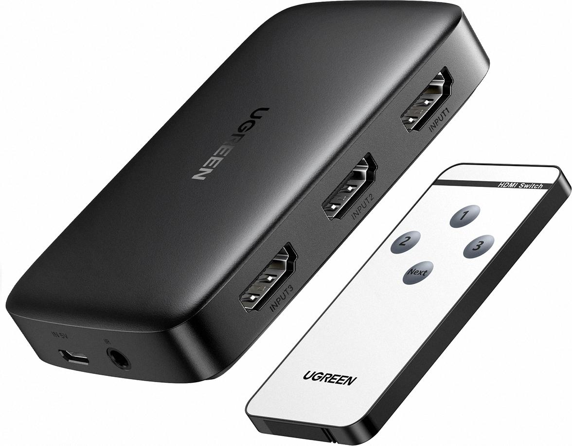 Разветвитель UGREEN CM332 3xHDMI 1.4. 4K с пультом ДУ (80125) 1940674