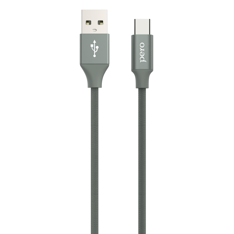 Кабель USB PERO DC-02 Type-C, 2А, 1м, серый Pero 1598849 4603740875356