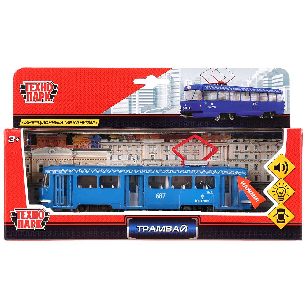 Машина металл Трамвай 18 см. Технопарк CT12-463-2-BL-WB