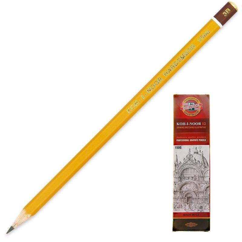 Карандаш чернографитный Koh-I-Noor 1500 3B заточенный 41784