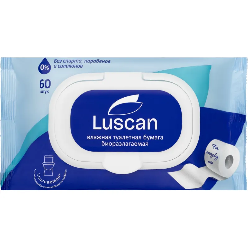 Бумага туалетная влажная Luscan 60шт/уп 2096738