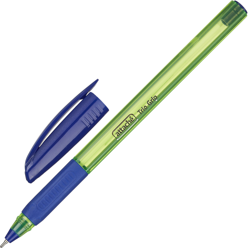 Ручка шариковая неавтомат. Attache Trio Grip, масл, син. зелен.корп 1842154