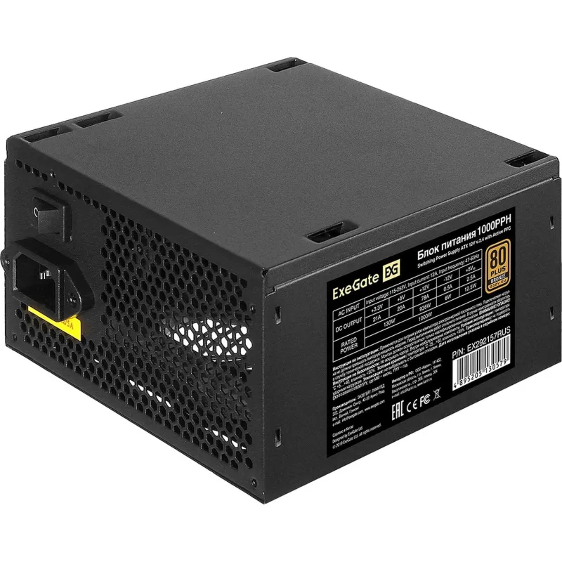 Блок питания ExeGate Bronze 1000PPH ATX, APFC, 80 PLUS Bronze(EX292157RUS) 2120899