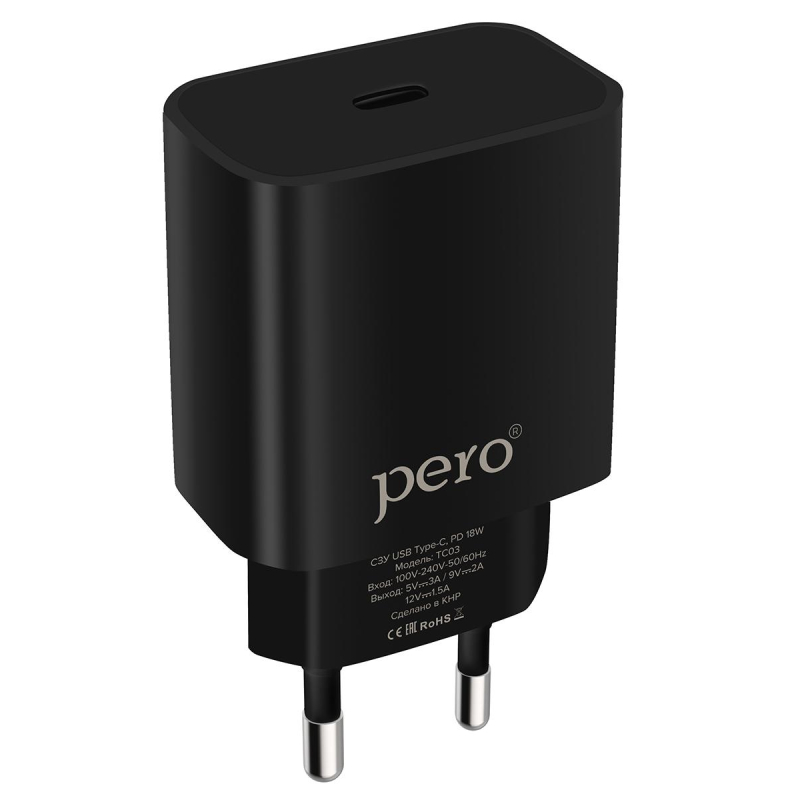 З/у сетевое PERO TC03 PD 18W черный Pero 1598905 4603768350323