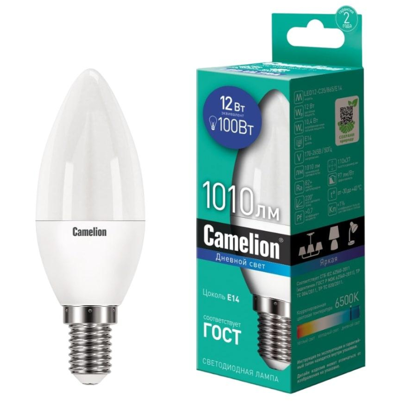 Лампа светодиод Camelion LED12-C35/865/E14 12Вт 220В 1681739 13691
