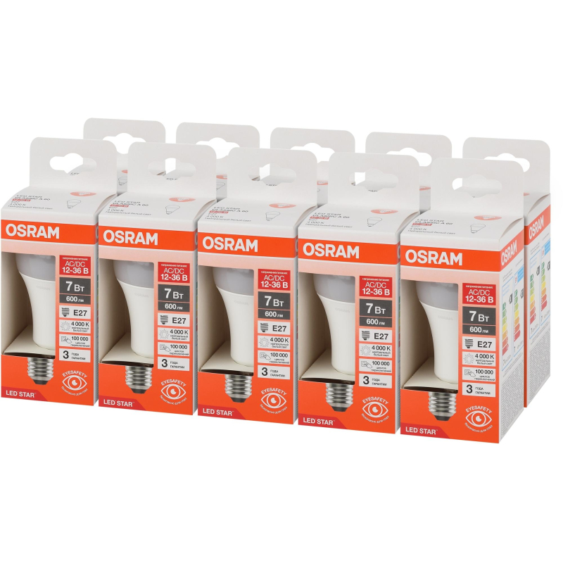 Лампа светодиодная OSRAM LS CLA60 7W/840 12-36VFR E27 FS1 1894934 4058075732896