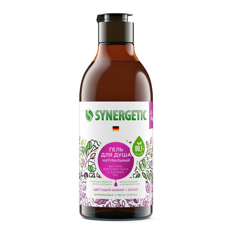 Гель д/душа Synergetic Цветущий инжир и лотос, 380мл 1321611