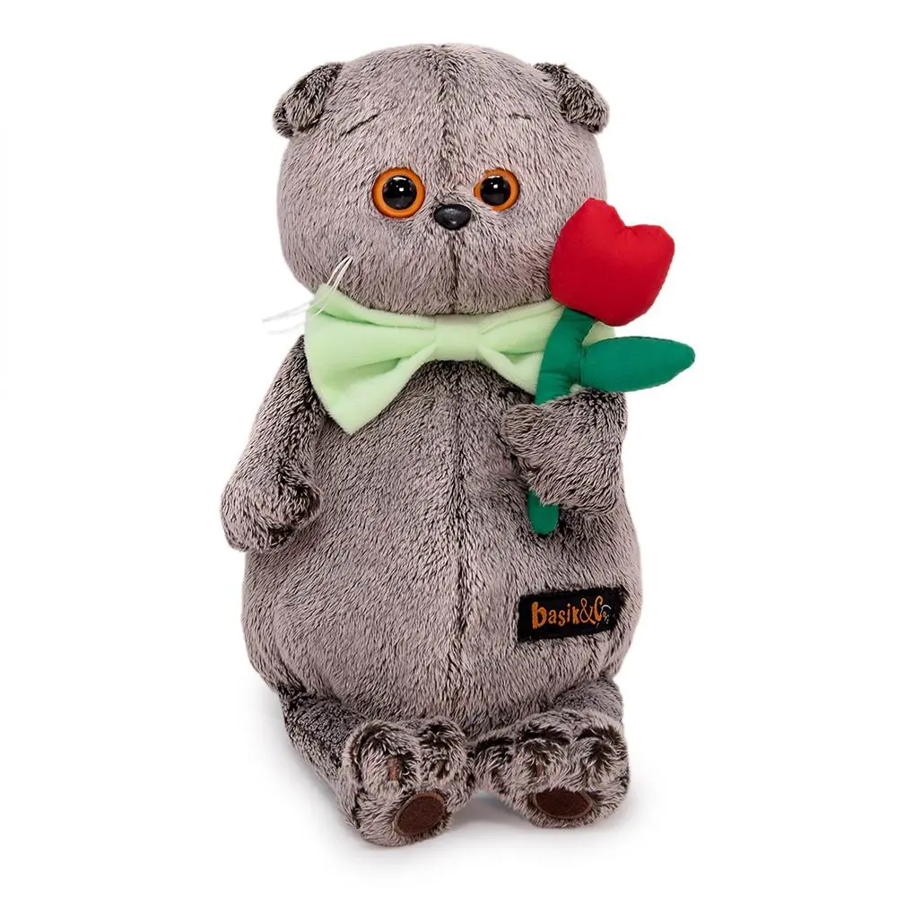 Мягкая игрушка BUDI BASA Кот Басик с тюльпаном 25 см Ks25-230