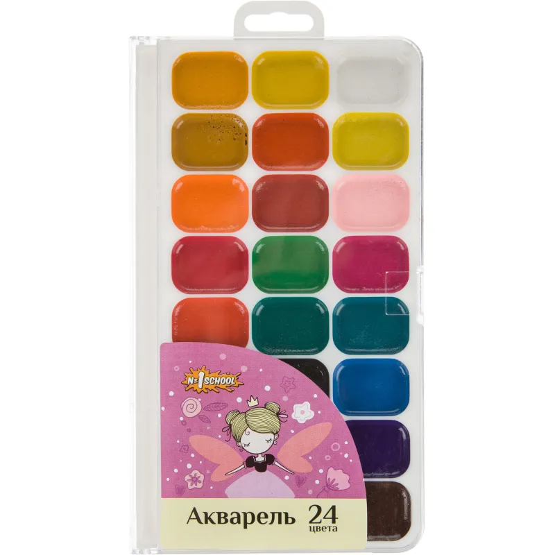 Краски акварельные №1 School Фея, наб. 24 цвета Комус Класс 1813748