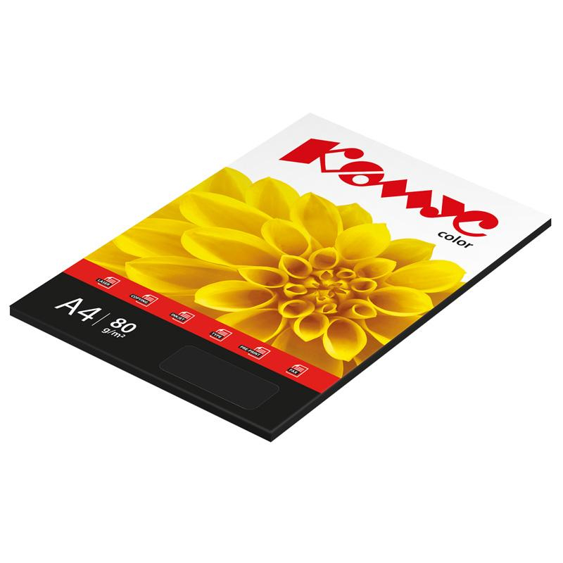 Бумага цветная Комус Color (черный интенсив), 80г, А4, 50 л. 619984
